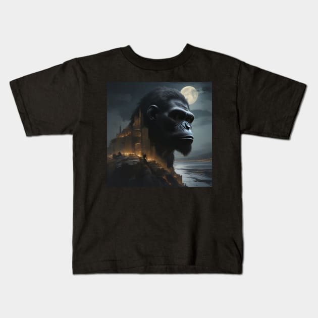 Double exposure Ape #2 Kids T-Shirt by R.W.TDesign